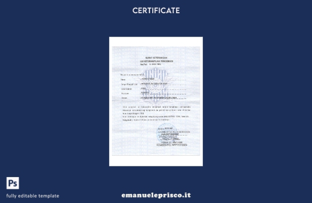 modello di certificato di conducente INDONESIA in stile verificato